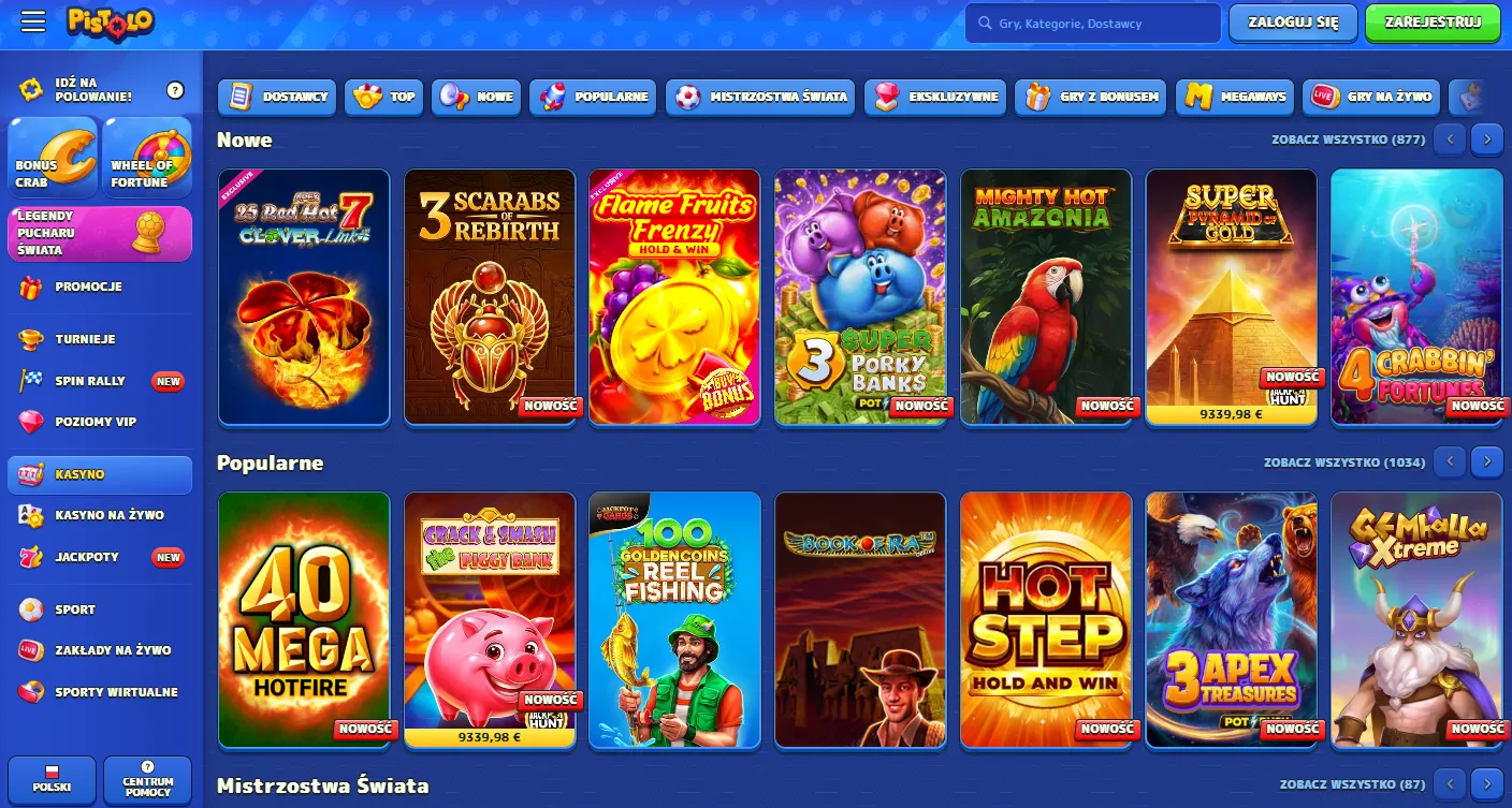 Pistolo Casino bonus bez depozytu oraz mechanika Bonus Crab